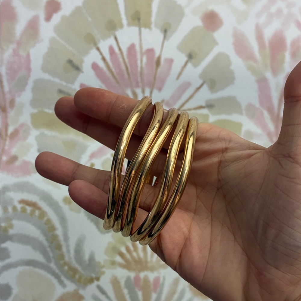 Stacked Gold-Tone Multi Bangle Bracelet for Women